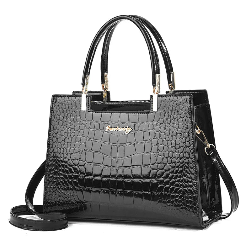 Crocodile Tote Bag: Patent Leather, Solid Color