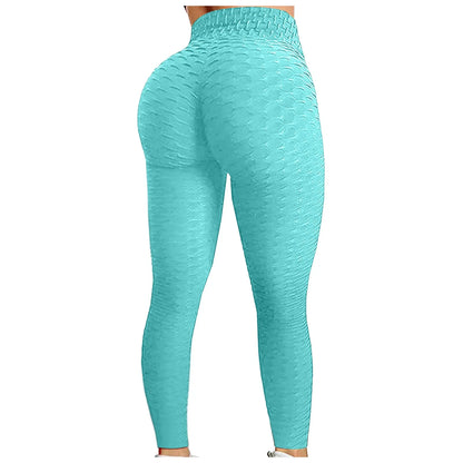 Women's High Waist Flared Yoga Pants with Bubble Hip Effect