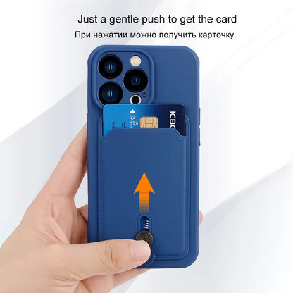 Card Holder Phone Case For iPhone: Soft Cover, Camera Protection, Funda