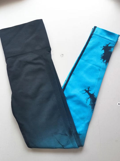 Sömlösa leggings med hög midja gradient för kvinnor med sömlös rumpa