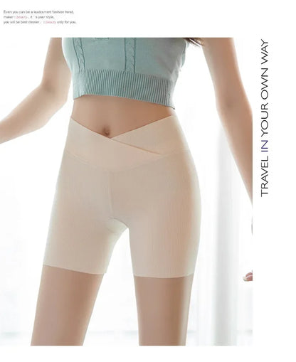 Women's Cross-Waist Ice Silk Yoga Shorts