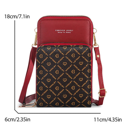 Elegant telefonväska med pekskärm – Chic Crossbody-plånbok i PU-läder med dragkedja