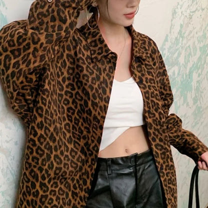 Chic Leopard Print Shirt Jacket Elegant and Casual