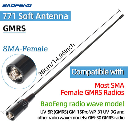 ABBREE Walkie Talkie Antenn SMA Kvinna Man VHF UHF Band Tri-Band GMRS för BaoFeng UV-5R BF-888S Quansheng UV-K5 K6 Skinka Radio