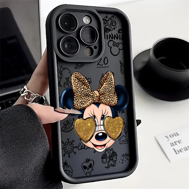 Minnie Disney Mus för iPhone 15 14 13 12 11 Pro Max XS Max X XR 7 8 Plus 6S 5S Liquid Eye Ladder Telefonfodral