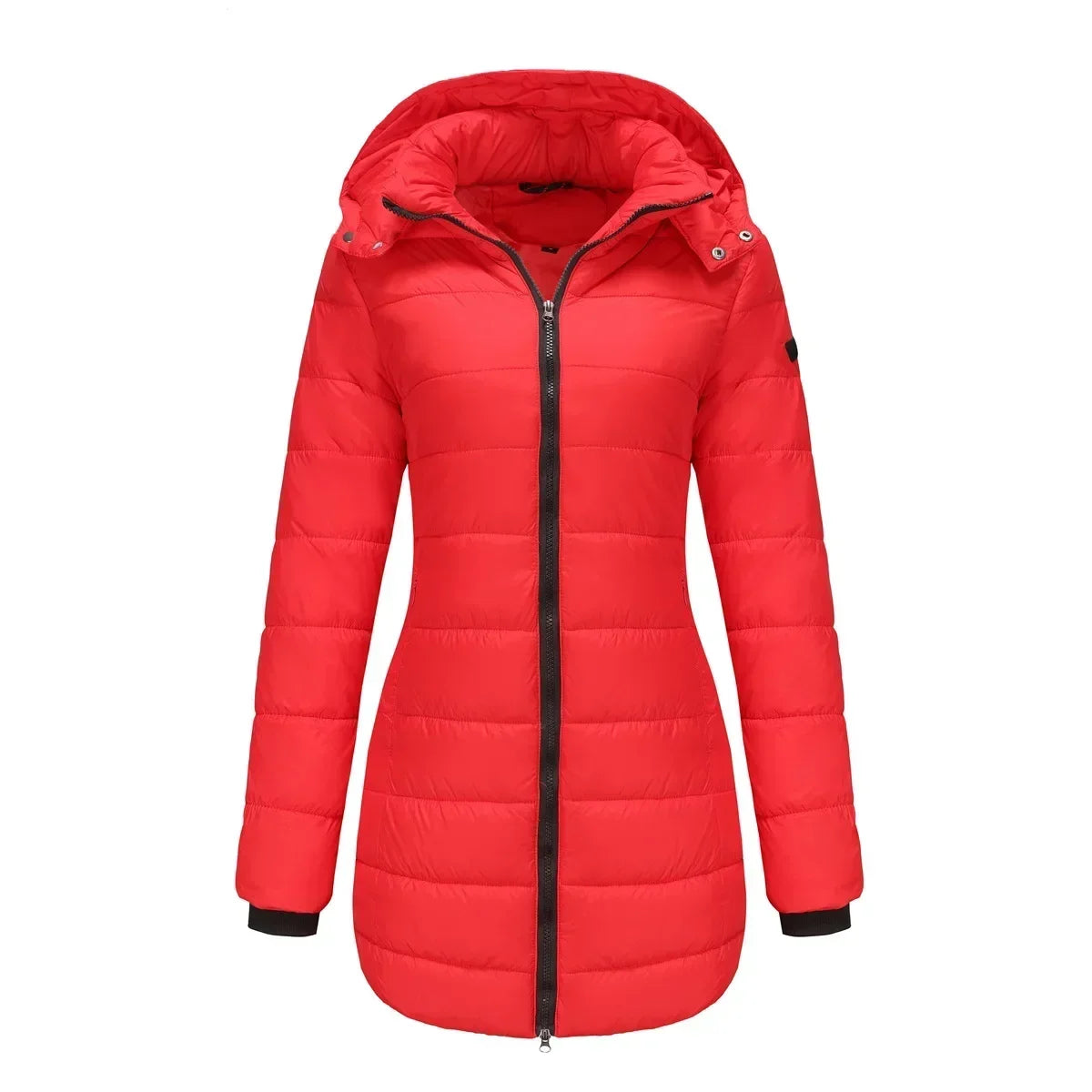 Long Quilted Puffer Jacket for Women in Bold Colors