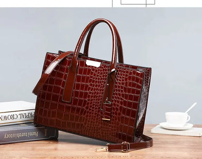 Crocodile Print Women Handbags Purse Tote Bags Adjustable Strap Top Handle Bag Large Capacity Crossbody Bags Work Travel Gift