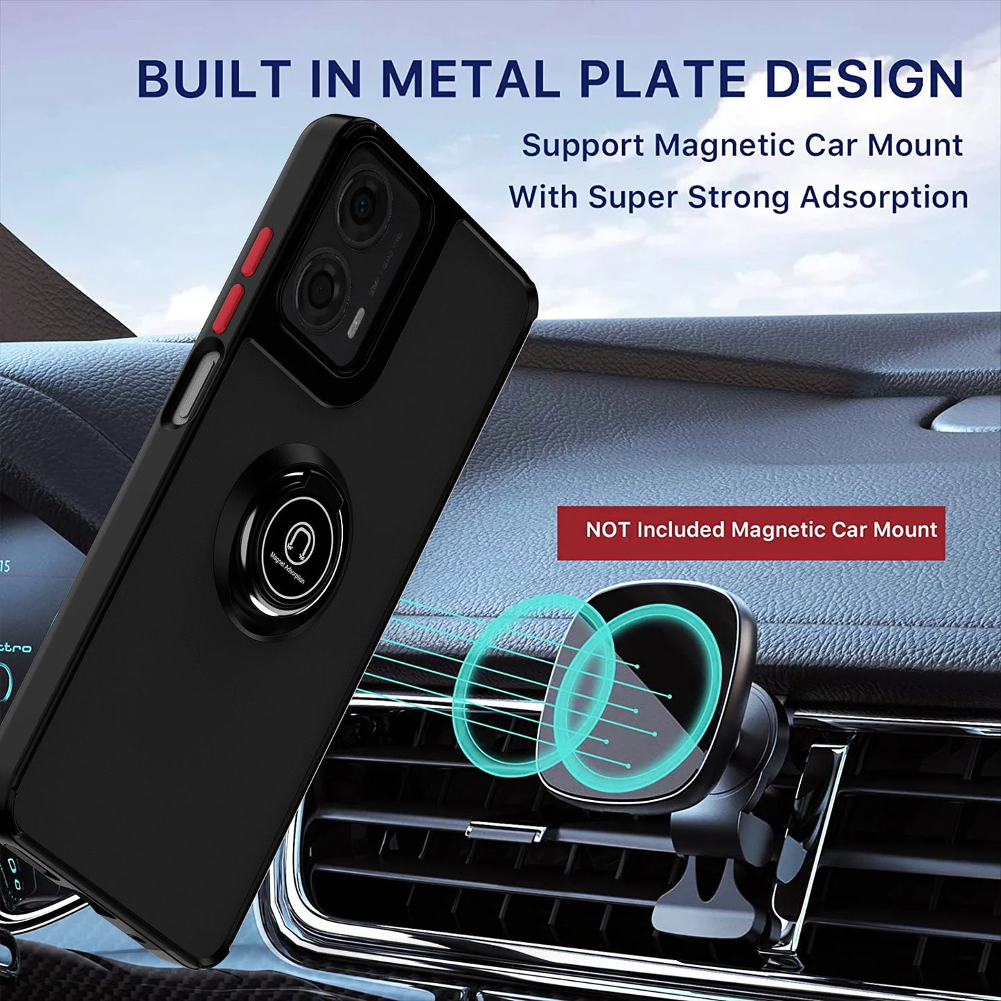 Black Hight qualitet Magnetic Ring Matte Phone Case for Motorola 5G