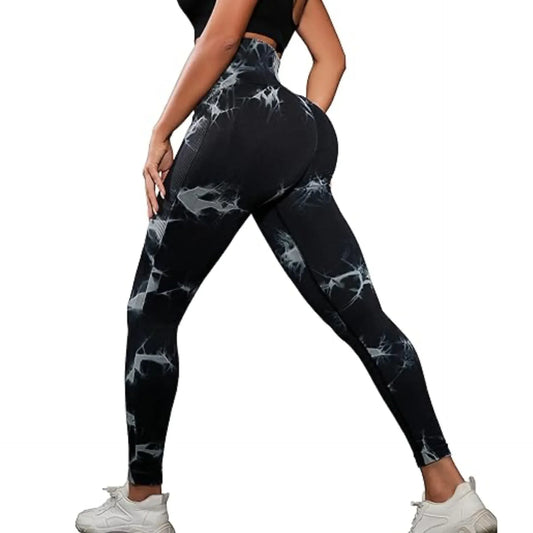 Kvinnors Tie Dye Sömlös Push Up Yoga Leggings med hög midja