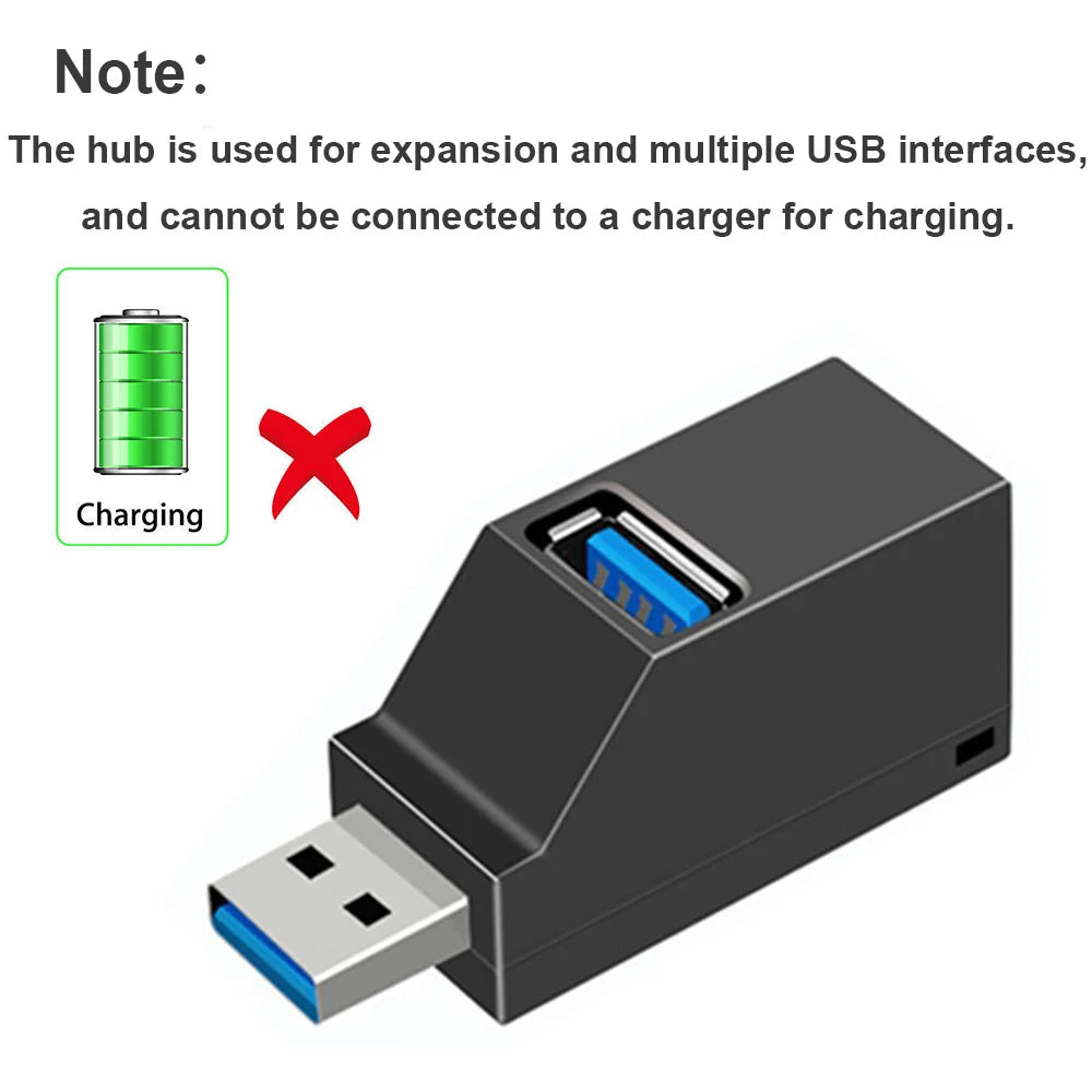 USB 3.0 HUB Adapter Extender Mini Splitter Box 1 till 3 portar Höghastighets USB 2.0 För PC Laptop U Diskkortläsare