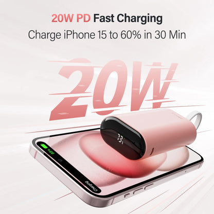 iWALK 9600mAh Portable Charger with 20W Fast Charging and Built in USB C Cable