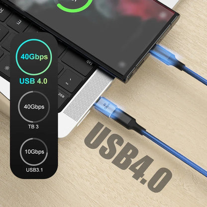 USB 4.0 PD 100W 8K 60Hz laddare kontakt för Macbook 40Gbps höghastighets USB C OTG U-form rak vinkel hane till hona adapter