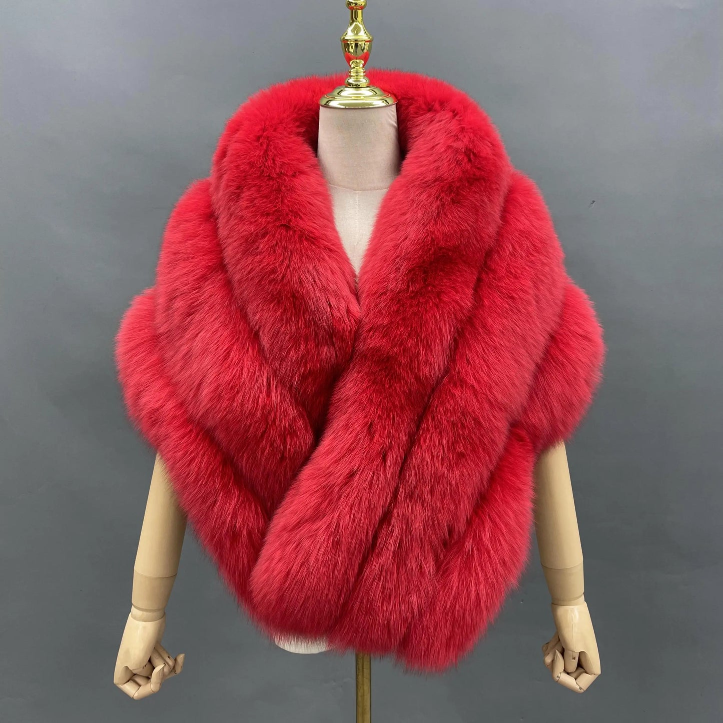 Fluffy Fox Fur Shawl and Poncho for Women