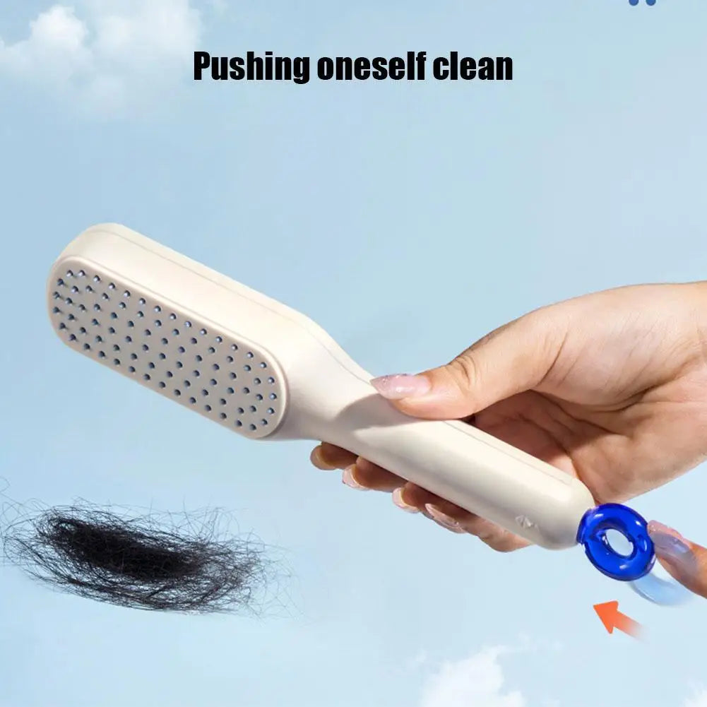 Self-Cleaning Anti-Static Massage Comb – Retractable Brush for Smooth Hair and Scalp Care.