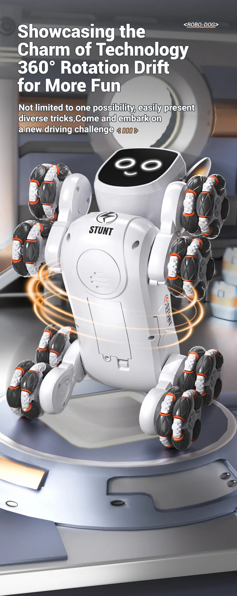 JJRC New Eight Wheel Intelligent Stunt Mechanical Dog Gesture Sensing Remote Control Machine Dog Children'S Electric Toy Gift