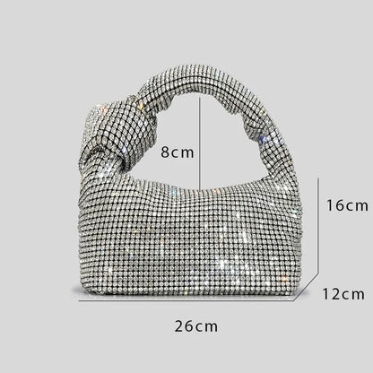 Rhinestone Knot Bag: Silver Crystal, Evening, Designer Tote