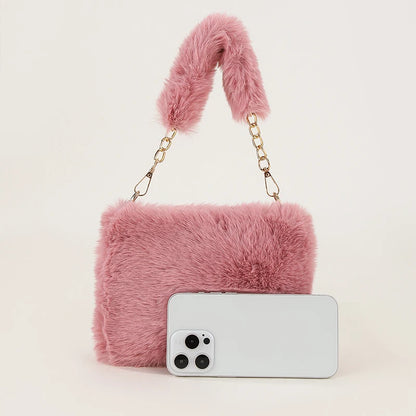 Fashion Winter Handbags: Soft Plush Clutch, Shoulder Crossbody Messenger