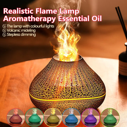 Volcanic Aroma Diffuser – 160ml USB Essential Oil Lamp with Color Flame Night Light