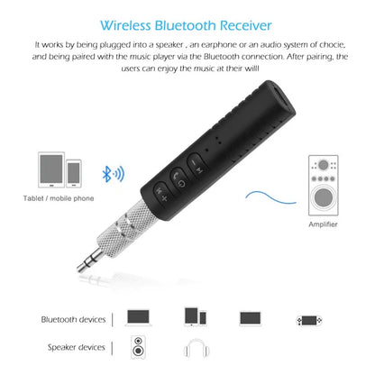 Bil Bluetooth 5.0-mottagare 3,5 mm 3,5 AUX-jack Stereomusikljud Bilsats Sändare Högtalare Förstärkare Trådlös Adapter med Mic