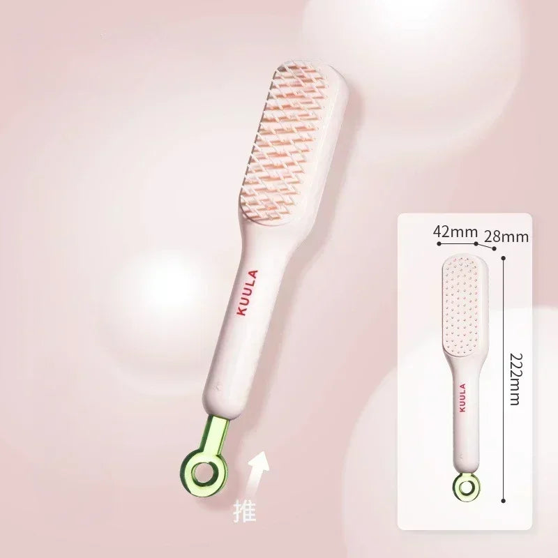 1pc Self-Cleaning Hair Comb – Anti-Static, Retractable, Rotating, Lifting Hairbrush with Scalp Massage and Safety Airbag.