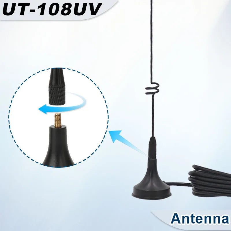 UT-108UV Walkie Talkie Car Antenna Magnetic SMA-F Dual Band UHF VHF for Baofeng UV-5R TYT WOUXUN Quansheng UV-K5 8 Two Way Radio