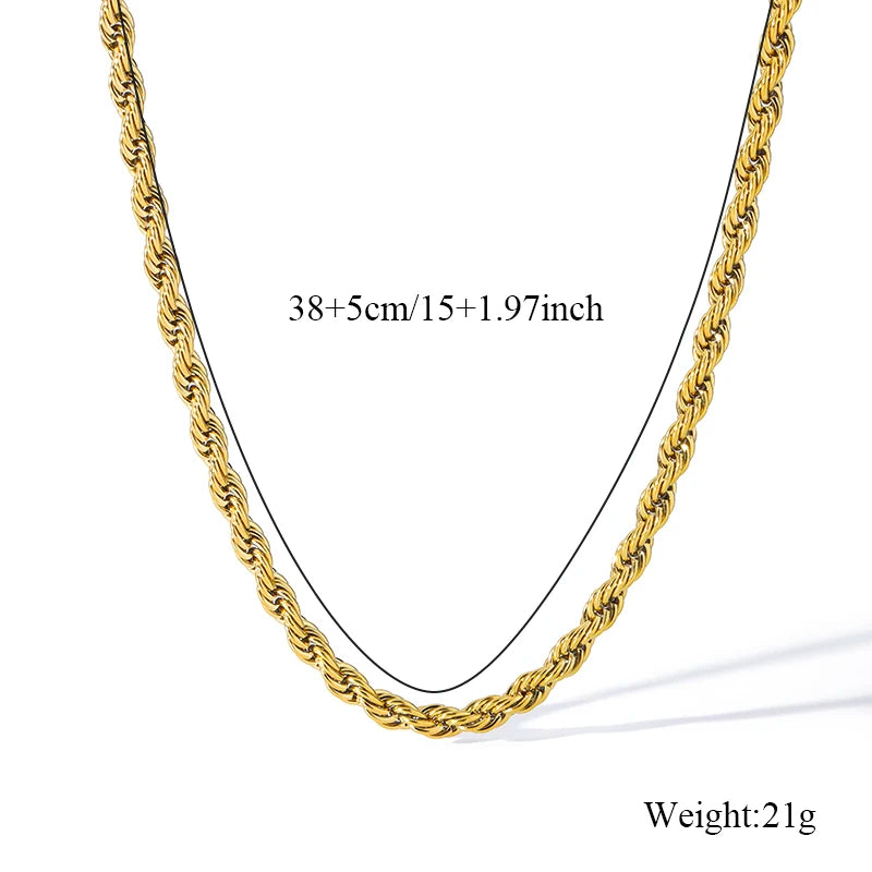 EILIECK 316L Stainless Steel Metal Twist Wound Chain Necklace For Women Fashion 18K Gold Plated Neck Chain Collar Jewelry Bijoux