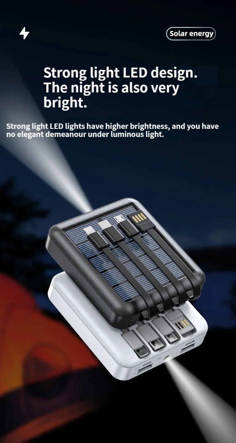 Lenovo 50000mAh Solar Power Bank with Dual USB & Flashlight