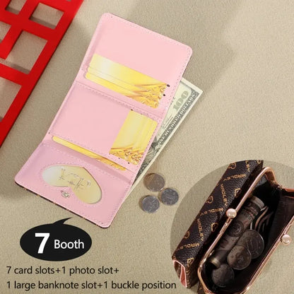 New Women's Wallet with Wrist Strap – Old Flower Design, Large Capacity Coin Clip Bag, Multi-Card Cardholder, Money Clip