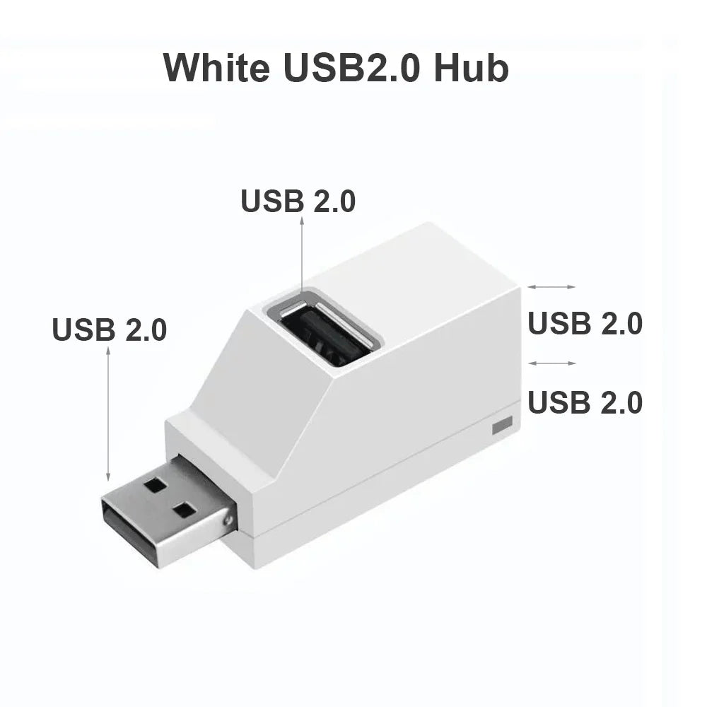 USB 3.0 HUB Adapter Extender Mini Splitter Box 1 to 3 Ports High Speed USB 2.0 For PC Laptop U Disk Card Reader