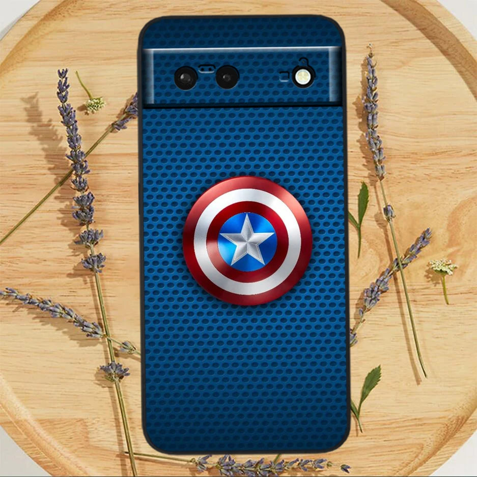 Marvel America Captain Cool Case For Google Pixel: Black Silicon Shockproof Shell Cover