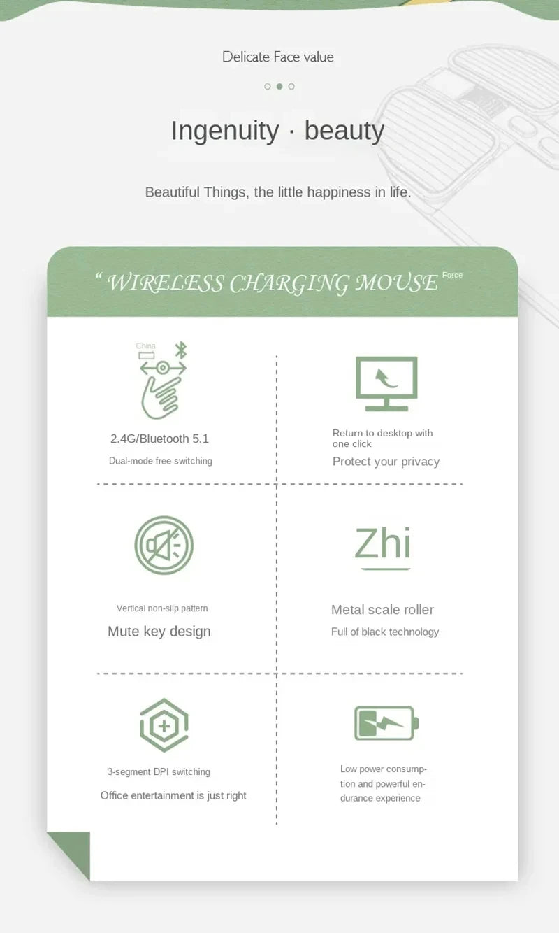 Xiaomi Mouse 2.4GHZ Trådlös Bluetooth Dual Mode Datormus Mute Charge Datorkontor Ultratunn modespelmus Ny