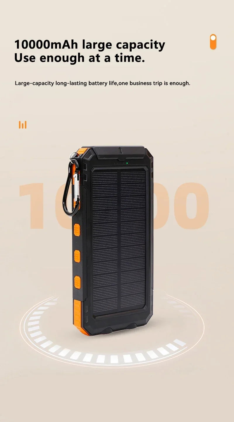 200000mAh Solar Power Bank med USB-A och USB-C snabbladdning