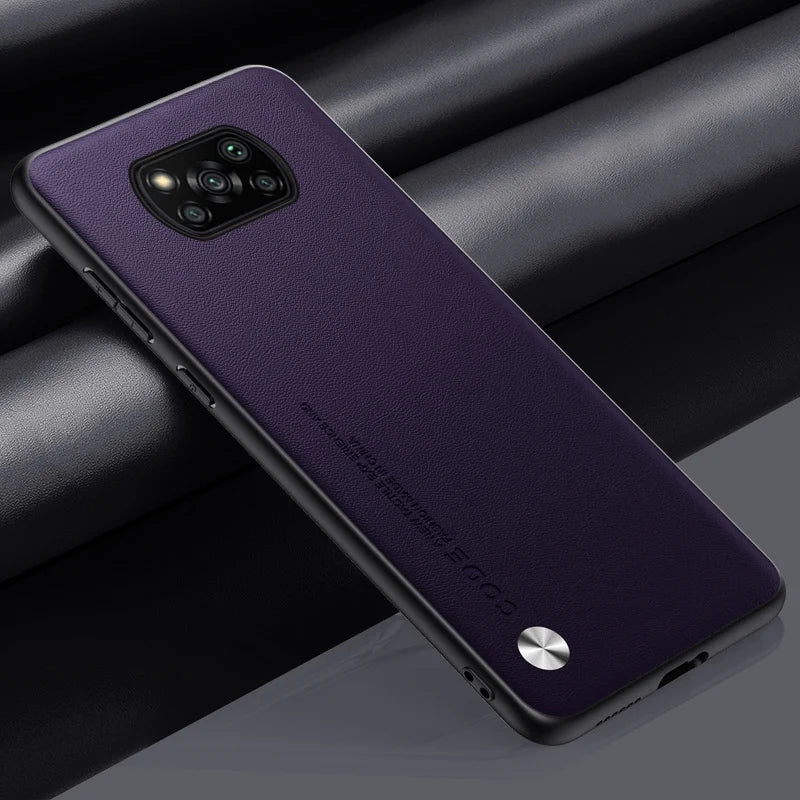 Luxury PU Leather Case for Xiaomi Poco X3 Pro, Matte Back Cover Silicone Protection for Poco X3 NFC, X3 Pro, Poco X3 Coque