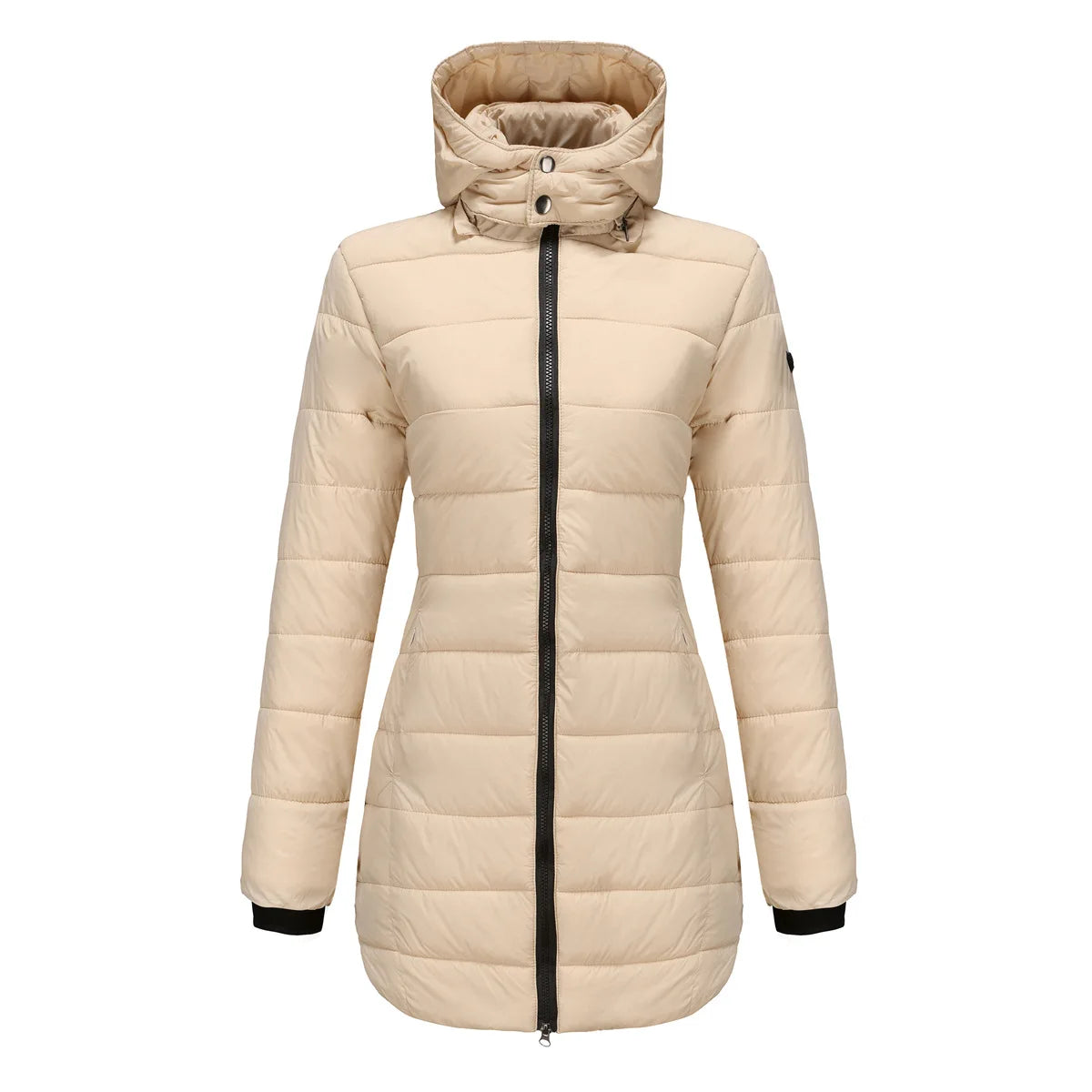 Long Quilted Puffer Jacket for Women in Bold Colors