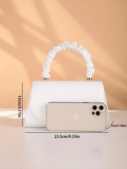 Women Top-handle Bags – White Leather Bride Handbags Purse, Designer Evening Bags, Party Handbag, Wedding Clutch Wallet, Shoulder Bag.v