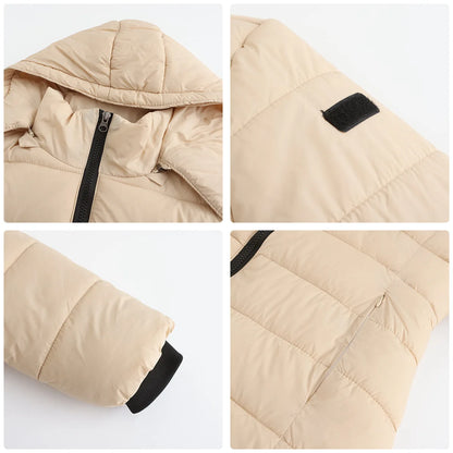 Long Quilted Puffer Jacket for Women in Bold Colors