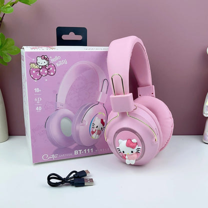 New Sanrio Kuromi Stitch Cartoon Bluetooth Sports Earphones with LED Flashing Wireless Headworn Gaming Esports Earphones