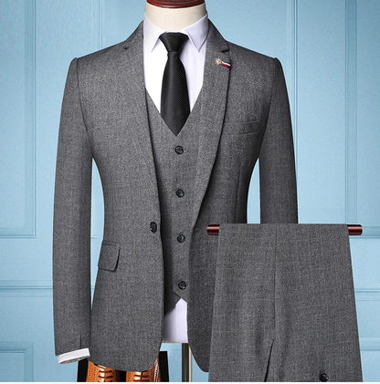 S-5XL (Jacket + Vest + Pants) Retro Gentleman Classic Fashion Plaid Mens Formal Business Slim Suit 3Pces Set Groom Wedding Dress