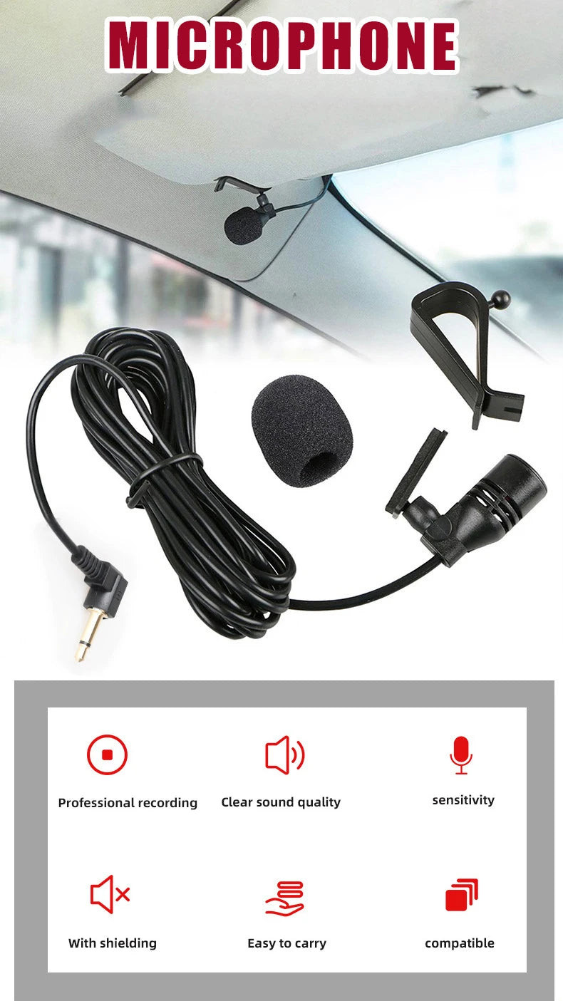 Bilstereomikrofon 3,5 mm Clip Jack-plugg Mic Stereo Mini trådbunden extern mikrofon för professionella DVD-radioproffs