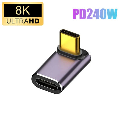 USB 4.0 PD 240W 8K 60Hz laddarkontakt för Macbook 40Gbps höghastighets USB C OTG U-form rak vinkel hane till hona-adapter