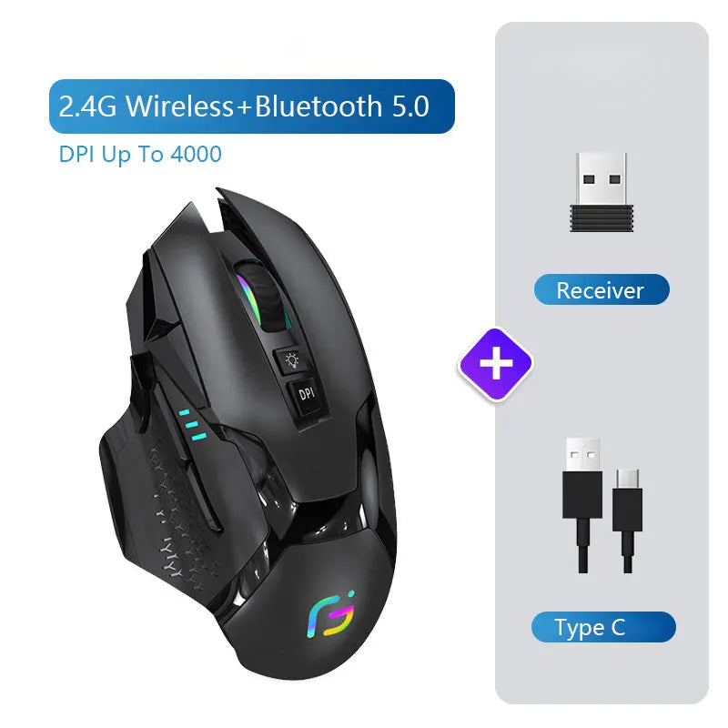 Bluetooth 4.0 5.0 2.4G Wireless Rechargeable DPI Up 4000 Wired Gaming Mouse Silent Ergonomic Computer For Macbook Laptop Office