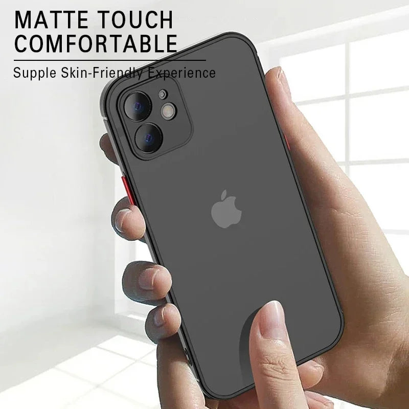 Röd Matt Mjuk Silikon Stötsäkert Fodral För iPhone