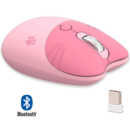 Mofi Bluetooth trådlös mus datormus Cute Cat 2.4G trådlösa möss Ergonomisk spelmus kompatibel med Ipad/laptop