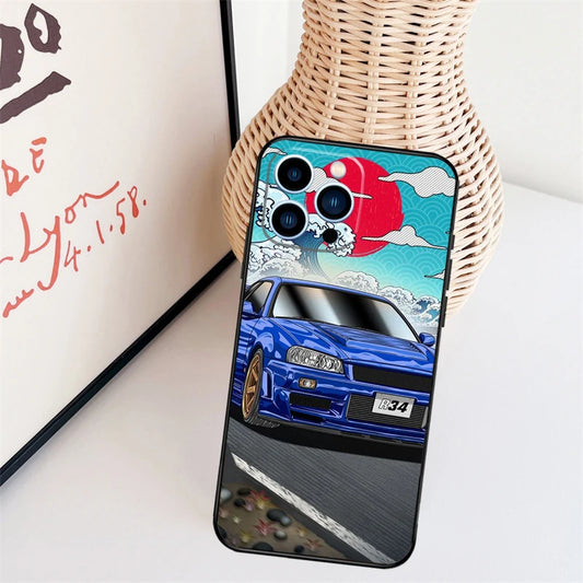 Skyline GTR R34 Fodral För iPhone 11 12 13 14 16 15 Pro Max Mini X XS Max XR Plus Cover Coque