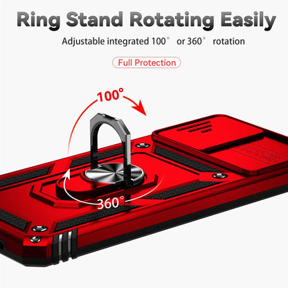 Armor Shockproof Case för Motorola: Ringhållare, Skjutfönster, Linsskydd Telefonskydd