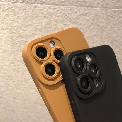 Matte Soft Silicone Case For iPhone: Lens Protection Shockproof Cover