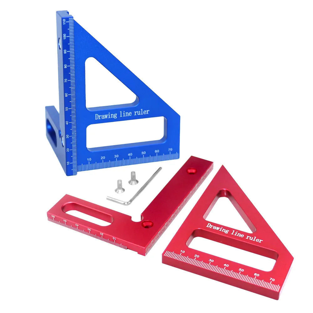 Carpenter Square -Woodworking Square Protractor Aluminum Miter Triangle Ruler 3D Multi Angle 45/90 Degree Layout Measuring Ruler