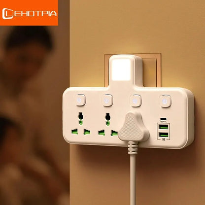 EU UK AU US Plug AC Outlet Power Strip Multiprise Wall Socket Universal Network Filter USB Cherger Separate Switch Light Adapter