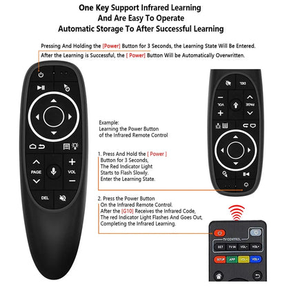 G10S Universal Voice Remote Control 2.4G trådlös bakgrundsbelyst IR-inlärning med Gyroscope Air Mouse Control för Android TV PC