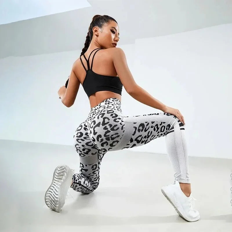 Women's High Waist Seamless Leopard Leggings with Hip Lift